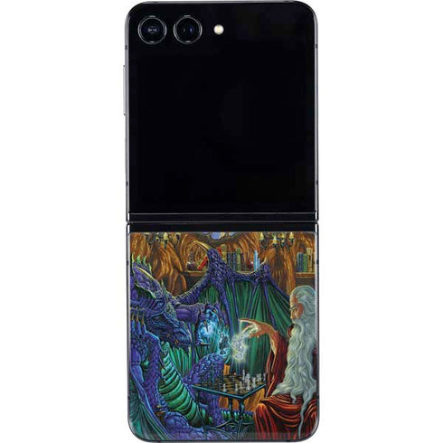 Dragon and Wizard Playing Chess by Ed Beard Jr Galaxy Z Flip5 5G Skin