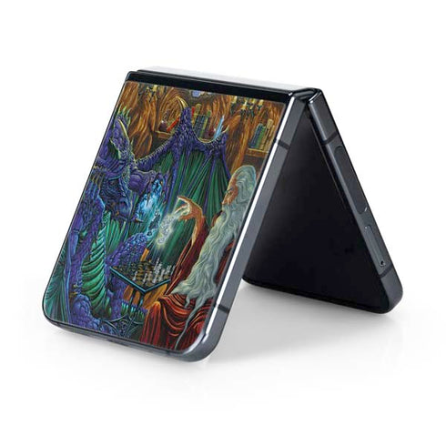 Dragon and Wizard Playing Chess by Ed Beard Jr Galaxy Z Flip5 5G Skin
