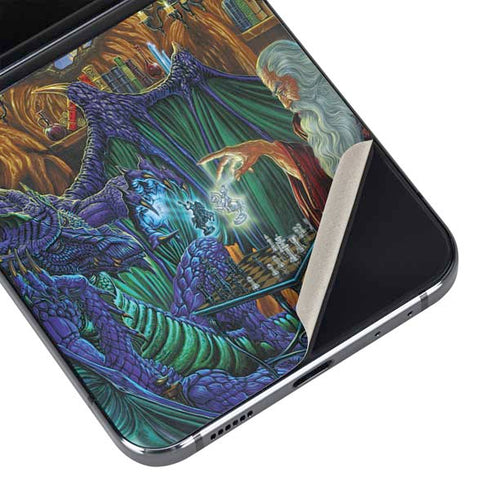 Dragon and Wizard Playing Chess by Ed Beard Jr Galaxy Z Flip5 5G Skin