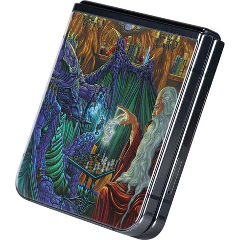 Dragon and Wizard Playing Chess by Ed Beard Jr Galaxy Z Flip5 5G Skin