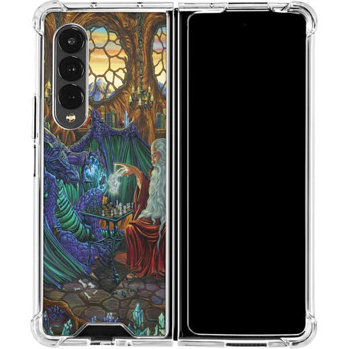 Ed Beard Jr. Dragon and Wizard Playing Chess Galaxy Z Fold4 5G Clear Case