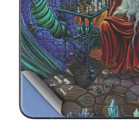 Dragon and Wizard Playing Chess by Ed Beard Jr Galaxy Z Fold5 5G Skin