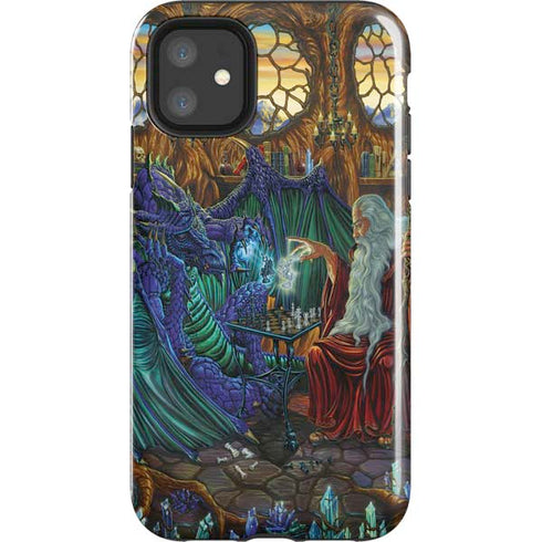 Ed Beard Jr. Dragon and Wizard Playing Chess iPhone 11 Impact Case