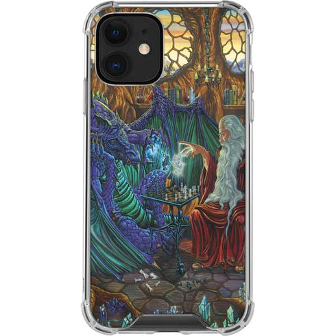 Ed Beard Jr. Dragon and Wizard Playing Chess iPhone 12 Clear Case