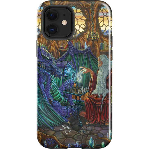 Ed Beard Jr. Dragon and Wizard Playing Chess iPhone 12 Impact Case