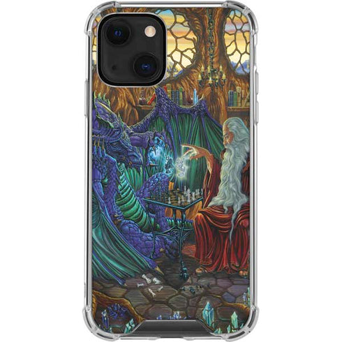 Ed Beard Jr. Dragon and Wizard Playing Chess iPhone 14 Clear Case