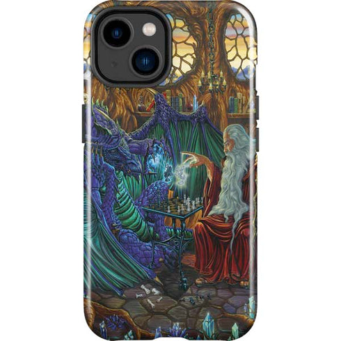 Dragon and Wizard Playing Chess by Ed Beard Jr iPhone 15 Plus Impact Case
