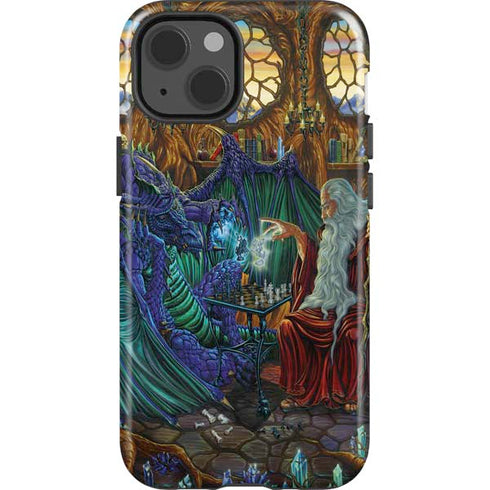 Dragon and Wizard Playing Chess by Ed Beard Jr iPhone 15 Impact Case