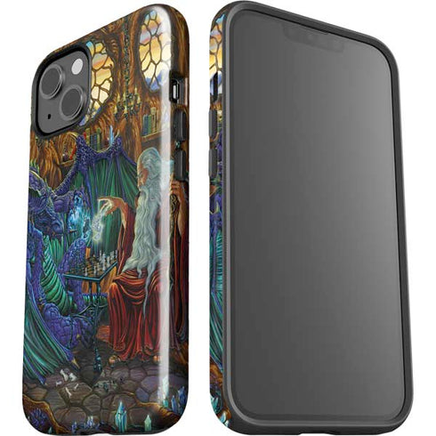 Dragon and Wizard Playing Chess by Ed Beard Jr iPhone 15 Impact Case