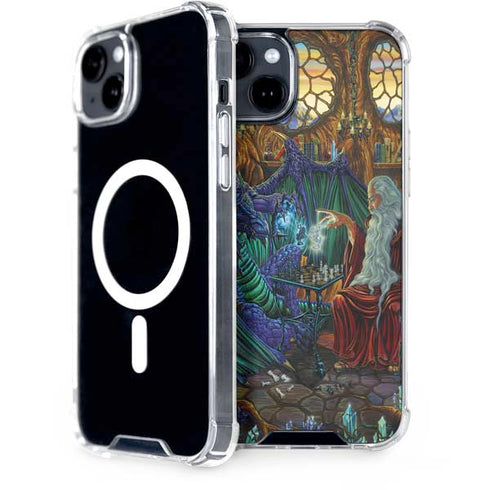 Dragon and Wizard Playing Chess by Ed Beard Jr iPhone 15 Plus MagSafe Case