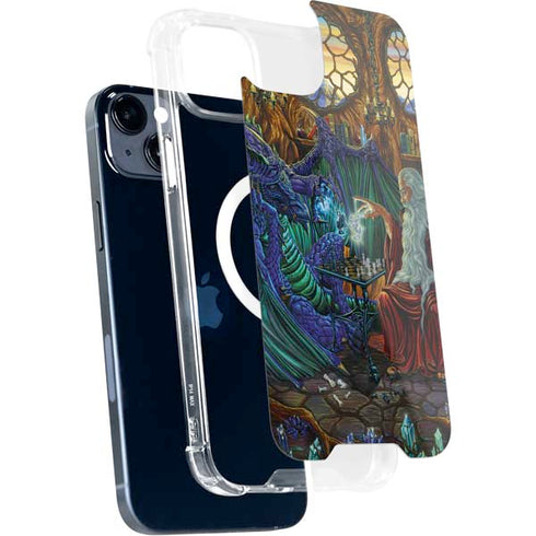 Dragon and Wizard Playing Chess by Ed Beard Jr iPhone 15 Plus MagSafe Case