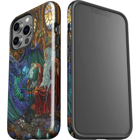 Dragon and Wizard Playing Chess by Ed Beard Jr iPhone 15 Pro Impact Case