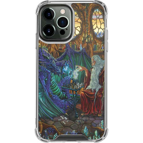 Dragon and Wizard Playing Chess by Ed Beard Jr iPhone 15 Pro Max Clear Case