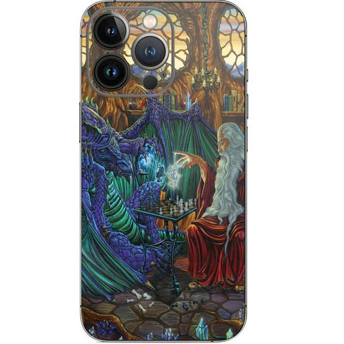 Ed Beard Jr. Dragon and Wizard Playing Chess iPhone 14 Pro Skin