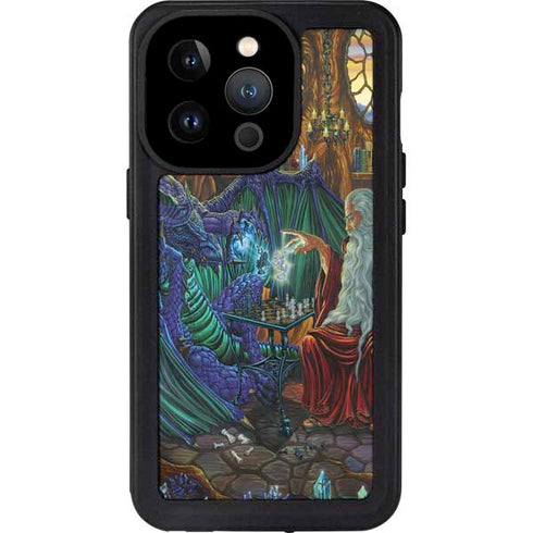Ed Beard Jr. Dragon and Wizard Playing Chess iPhone 14 Pro Waterproof Case