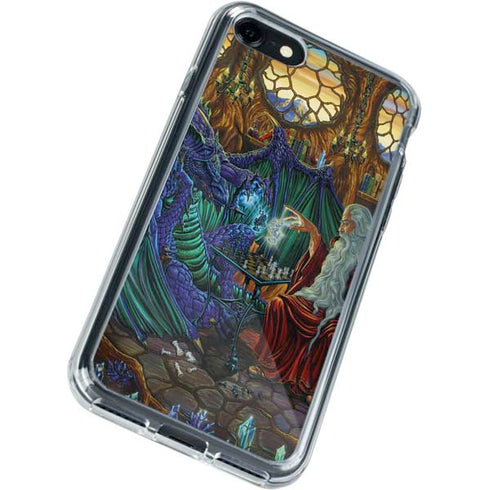 Ed Beard Jr. Dragon and Wizard Playing Chess iPhone SE (2nd & 3rd Gen) Clear Case