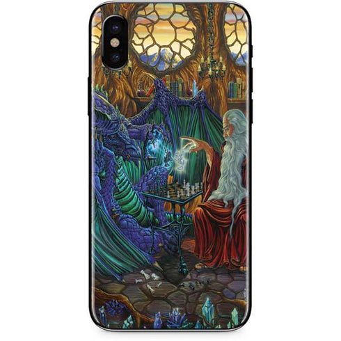 Ed Beard Jr. Dragon and Wizard Playing Chess iPhone X Skin