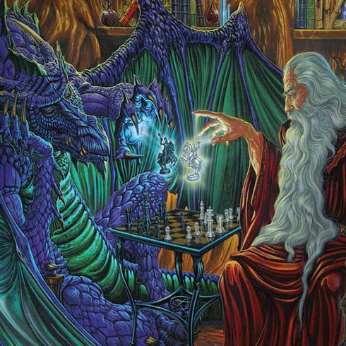 Ed Beard Jr. Dragon and Wizard Playing Chess Moto G6 Skin
