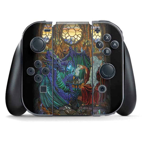 Dragon and Wizard Playing Chess by Ed Beard Jr Nintendo Switch (2017-2021) Joy-Con Controller Skin