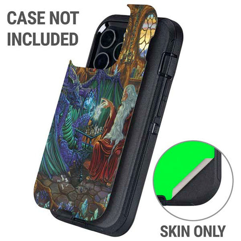 Dragon and Wizard Playing Chess by Ed Beard Jr Otterbox Defender iPhone Skin