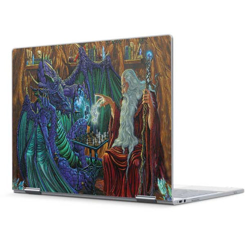 Ed Beard Jr. Dragon and Wizard Playing Chess Pixelbook Skin