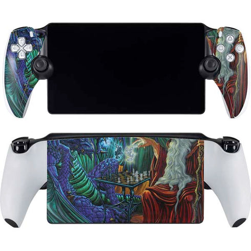 Dragon and Wizard Playing Chess by Ed Beard Jr PlayStation Portal Remote Player Skin