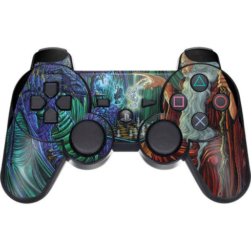 Ed Beard Jr. Dragon and Wizard Playing Chess PS3 Dual Shock wireless controller Skin