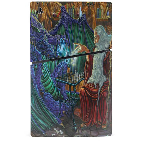 Dragon and Wizard Playing Chess by Ed Beard Jr PS5 Slim Digital Edition Bundle Skin