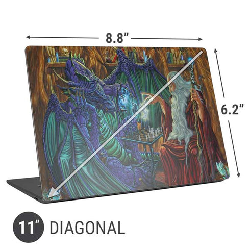 Ed Beard Jr. Dragon and Wizard Playing Chess Universal Laptop 11in (8.8 x 6.2in) Skin