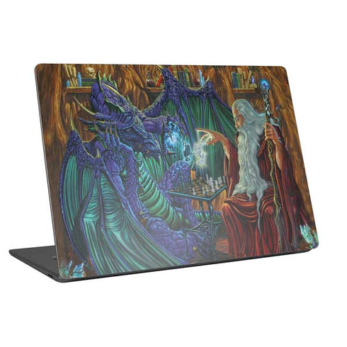 Ed Beard Jr. Dragon and Wizard Playing Chess Universal Laptop 18in (14.6 x 10.6in) Skin