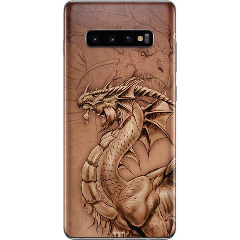 Tom Wood Dragon Parchment Galaxy S10 Plus Skin