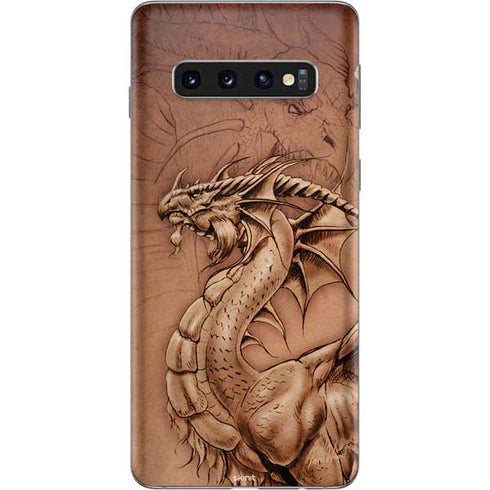 Tom Wood Dragon Parchment Galaxy S10 Skin