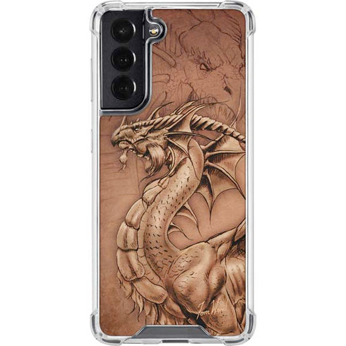 Tom Wood Dragon Parchment Galaxy S22 Clear Case