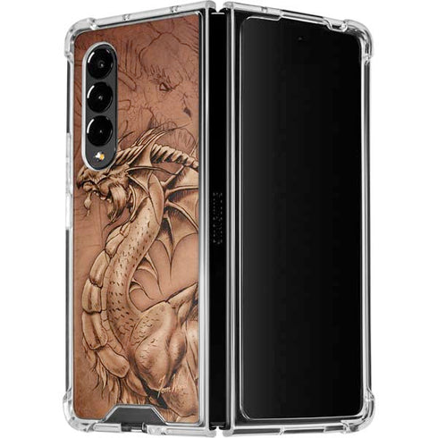 Tom Wood Dragon Parchment Galaxy Z Fold4 5G Clear Case