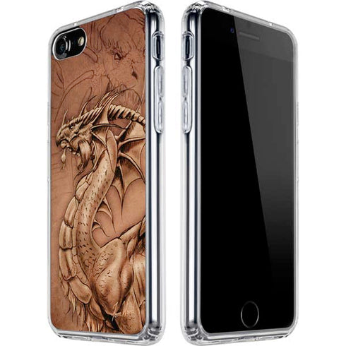 Tom Wood Dragon Parchment iPhone SE (2nd & 3rd Gen) Clear Case