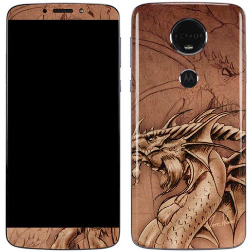Tom Wood Dragon Parchment Moto E5 Plus Skin