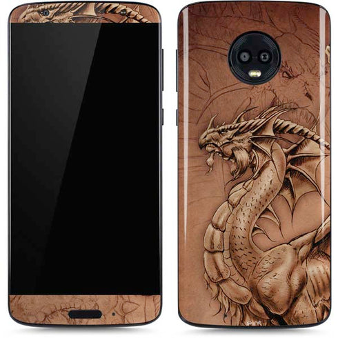 Tom Wood Dragon Parchment Moto G6 Skin
