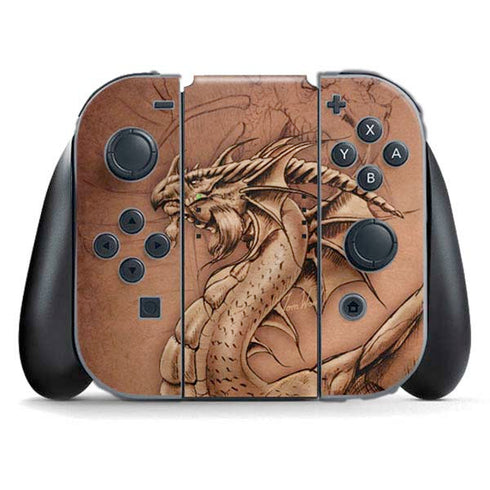 Dragon Parchment by Tom Wood Nintendo Switch (2017-2021) Joy-Con Controller Skin