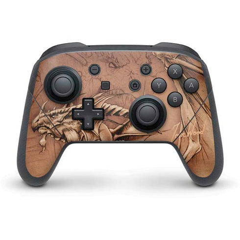 Tom Wood Dragon Parchment Nintendo Switch Pro Controller Skin