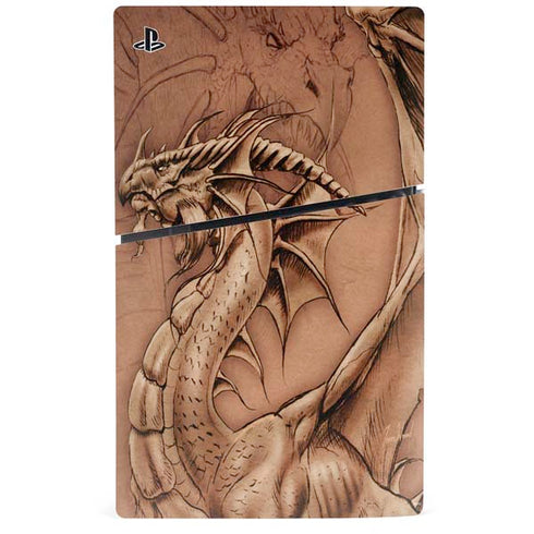 Dragon Parchment by Tom Wood PS5 Slim Digital Edition Console Skin