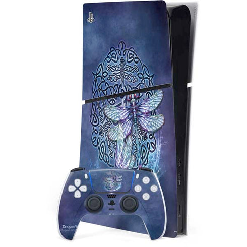 Dragonfly Celtic Knot by Brigid Ashwood PS5 Slim Digital Edition Bundle Skin
