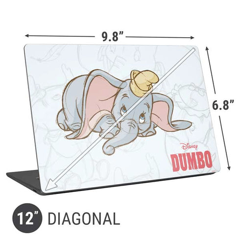 Disney Dumbo Classic sketched portrait Universal Laptop 12in (9.8 x 6.8in) Skin