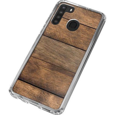 Early American Wood Planks Galaxy A21 Clear Case