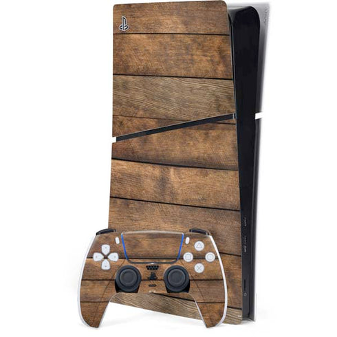Early American Wood Planks PS5 Slim Digital Edition Console Skin