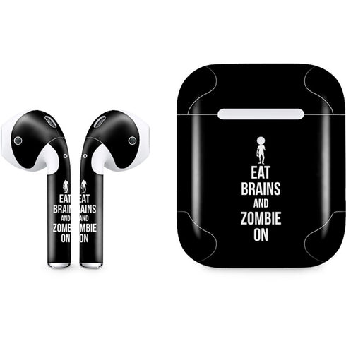 Eat Brains and Zombie On Black Apple AirPods 2 Skin