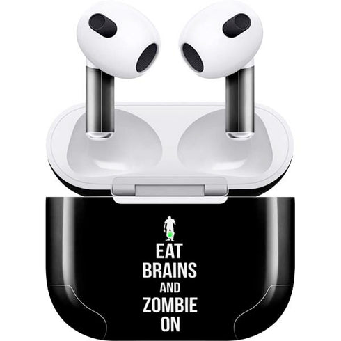 Eat Brains and Zombie On Black Apple AirPods (3rd Gen 2021) Skin