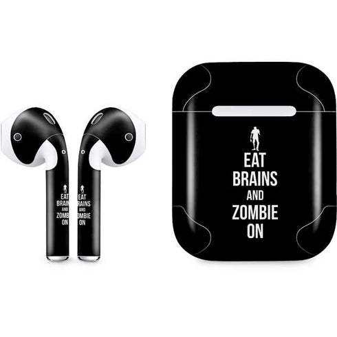 Eat Brains and Zombie On Black Apple AirPods Skin