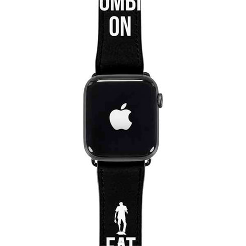 Eat Brains and Zombie On Black Apple Watch Band 42-44mm