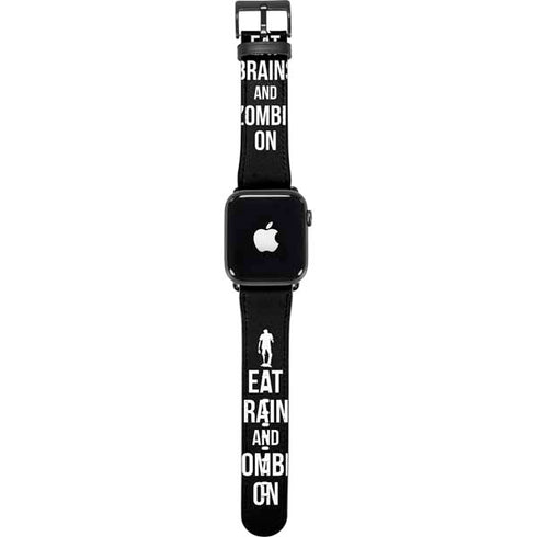 Eat Brains and Zombie On Black Apple Watch Band 42-44mm