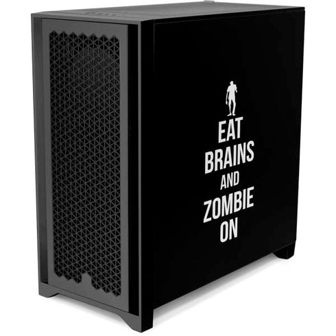 Eat Brains and Zombie On Black Corsair 4000D Tempered Glass Mid-Tower ATX Case Skin